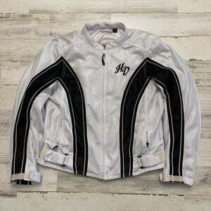 Harley Davidson Women's White and Grey Jacket